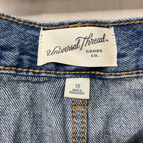 Universal Thread Women's 16 Blue High-Rise Cutoff Mini Jean Shorts Button Fly - Picture 11 of 15
